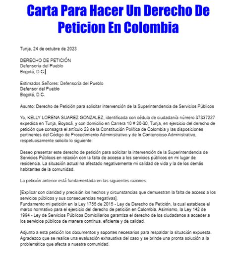 Carta Para Hacer Un Derecho De Peticion En Colombia TramitaloYa Co