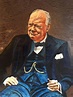 Unknown - Winston Churchill Large Portrait Oil Painting at 1stDibs