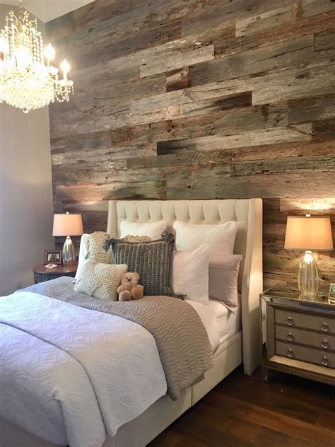 Tobacco Grey Barn Wood Wall Rustic Bedroom Design Small Master