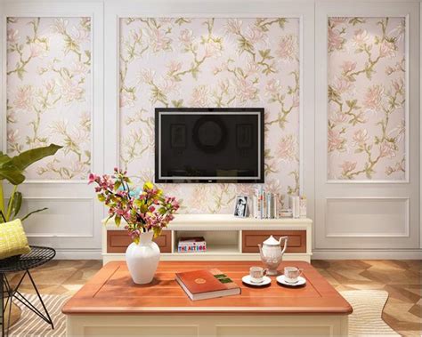 Beibehang Stereo Wallpaper Pastoral Big Flower Country Living Room
