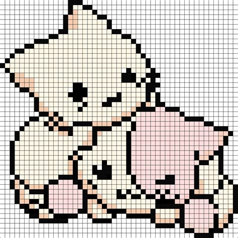 Kawaii Cutie Kittens Playing Kandi Pattern Pixel Art Pixel Art
