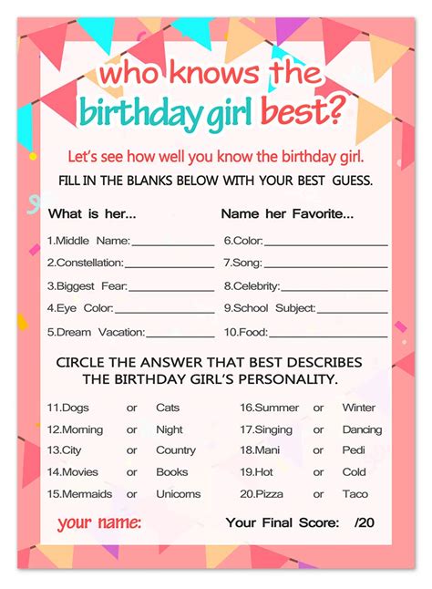 buy who knows the birthday girl best birthday girl games 20 game cards online at desertcartegypt