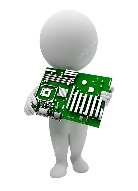 3d Small People Motherboard Background Figure Slot Isolated Png