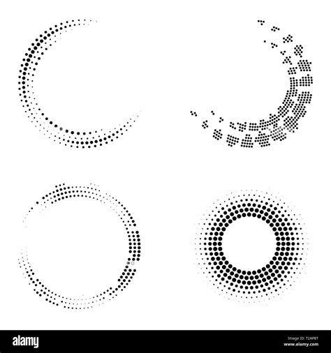 Set Of Round Halftone Frames Abstract Vector Design Elements Stock