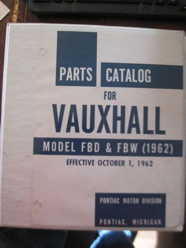 Purchase 1962 Vauxhall Victor Super Service Parts Catalog In