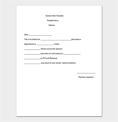 Medical Note Template 30 Doctor Note Samples