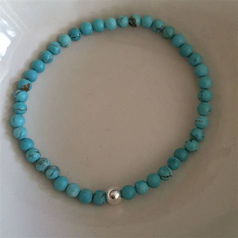 Turquoise Stretch Bracelet With Sterling Silver Or Gold Fill Bead