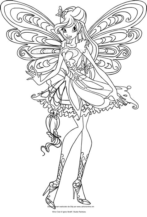 They call themselves 'the winx club' and go on countless adventures together. Drawing Bloom Butterflix (Winx Club) coloring page