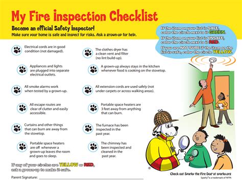 Free Printable My Fire Inspection Checklist Fire Safety Unit Safety