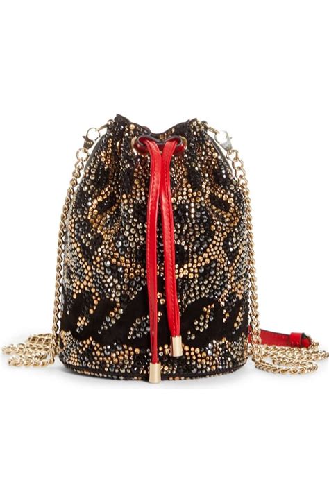 Christian Louboutin Marie Jane Crystal Leopard Print Bucket Bag