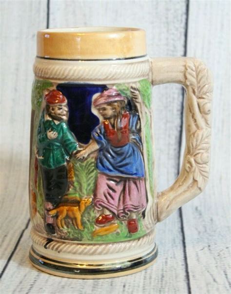 Vintage Nikoniko Import Beer Stein Mug Hand Painted Ceramic Made In