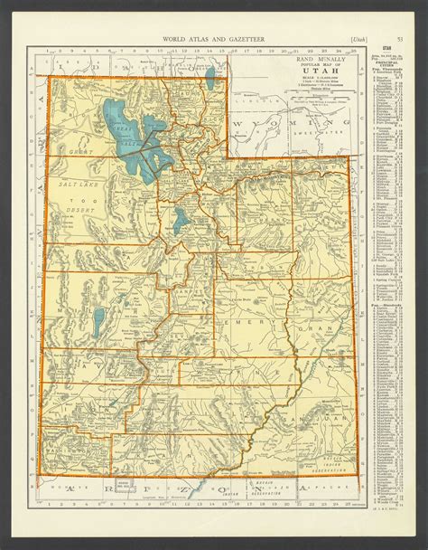 Vintage Map Of Utah From 1937 Original
