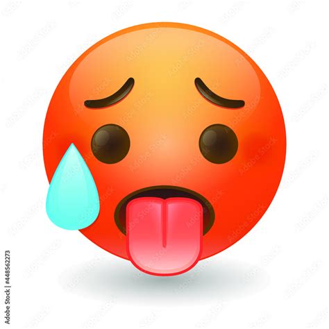 Vecteur Stock Hot Face Emoji Icon Illustration Sign Overheated Vector