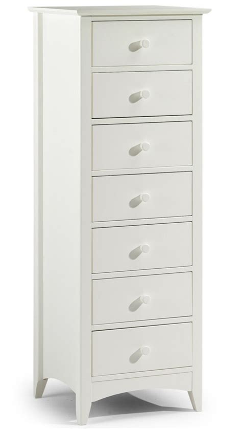 Stone White Lacquered Finish Tall Narrow Chest Of 7 Drawers Dresser