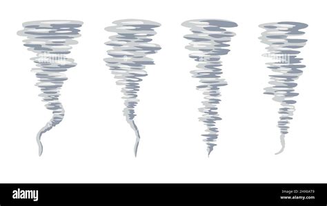 Set Of Tornado Swirls Vector Cartoon Hand Drawn Illustration Stock