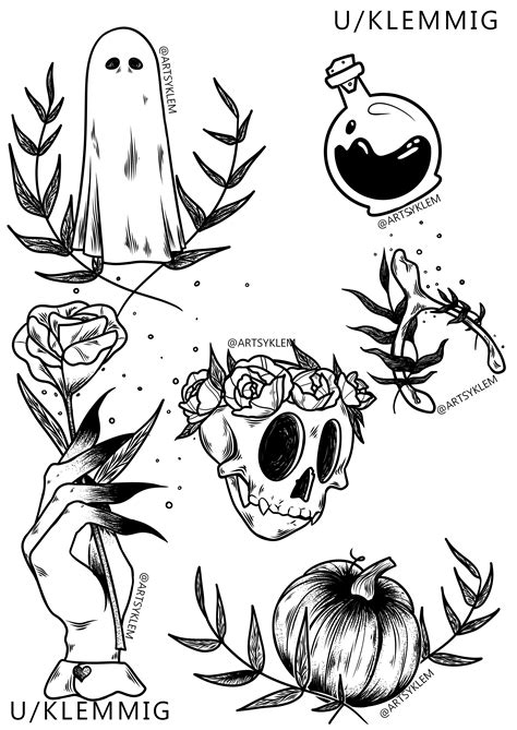I Was Told To Post This Here Halloween Tattoo Flash By Me Rhalloween