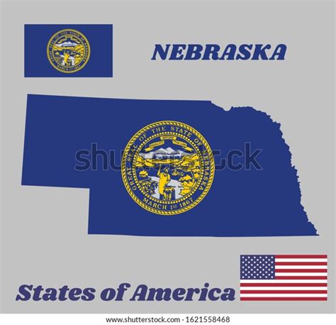 Map Outline Flag Nebraska State Name Stock Vector Royalty Free