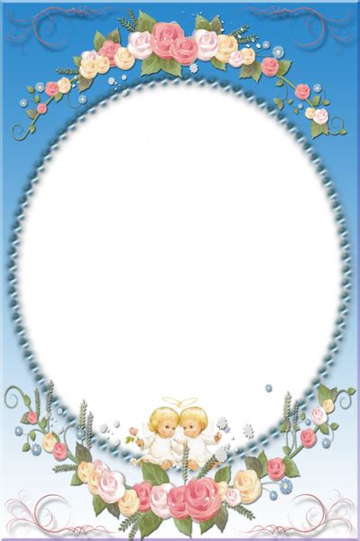 Blue Transparent Frame With Angels Frame Clipart Quilled Roses