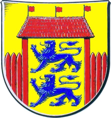 Zwei rot bewehrte löwen auf goldenem grund und ein silbernes nesselblatt auf rotem grund. Husum - Wikipedia