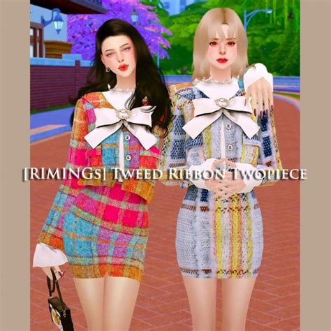 Tweed Ribbon Twopiece At Rimings The Sims 4 Catalog