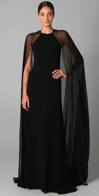 Reem Acra Black Halter Gown With Chiffon Cape Fashion Evening