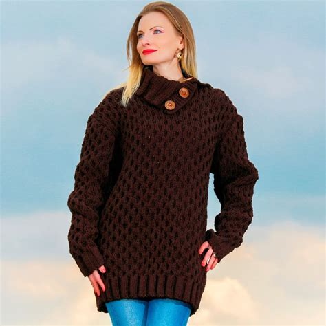 Supertanya Brown Hand Knitted Sweater 100 Merino Wool