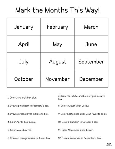 Months Of The Year Worksheets Printables Printabulls