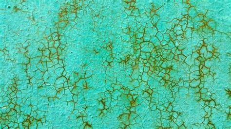 Texture Of Green Painted Metallic Wall Cracked And Rusty Stock Photo