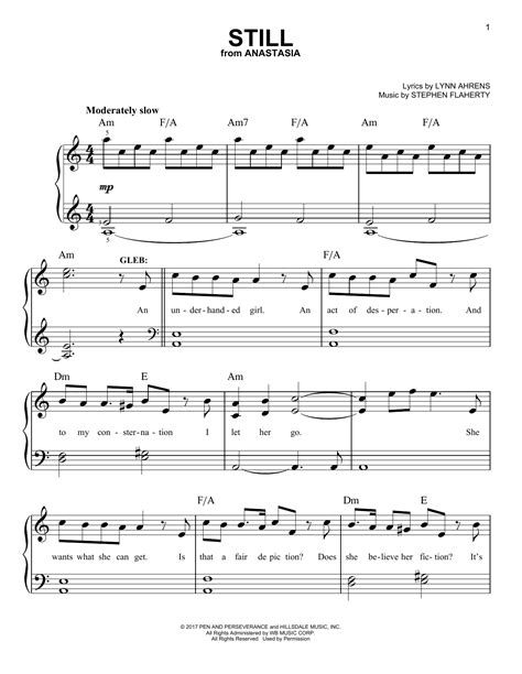 Still From Anastasia Sheet Music Stephen Flaherty Easy Piano