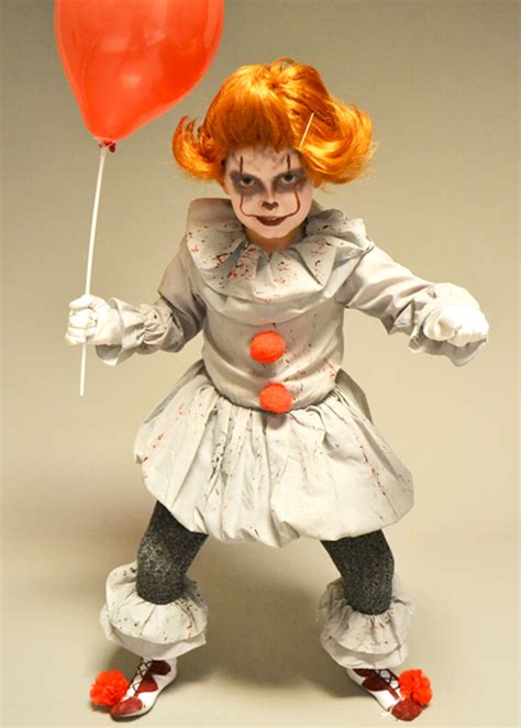 Kids New Pennywise Grey It Clown Style Costume With Wig
