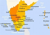 South India tourist map - Tourist map of south India (Southern Asia - Asia)