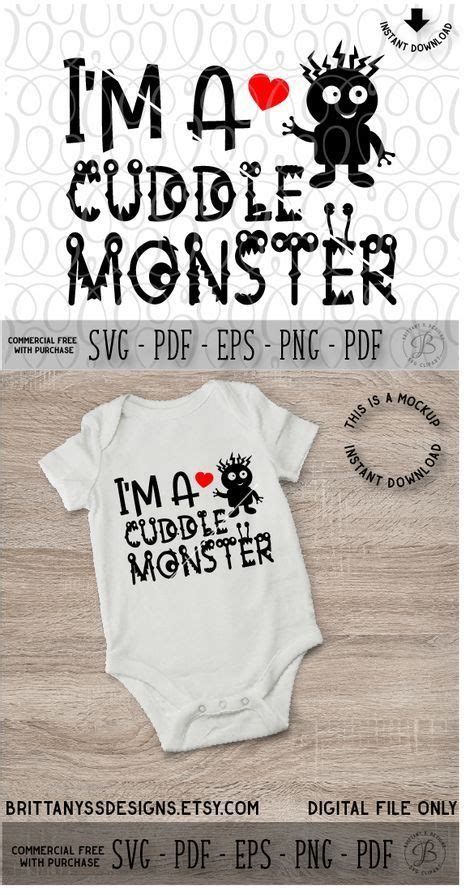 Cuddle Monster Svg Monster Svg Baby Svg Baby Onsie Svg Silhouette