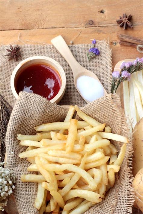 French Fries With Ketchup Of Delicious Stock Image Image Of Gold