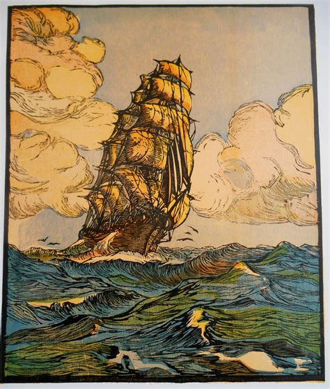 Nautical Art Print Clipper Ship Lightning 1936 Vintage Wood Engraving