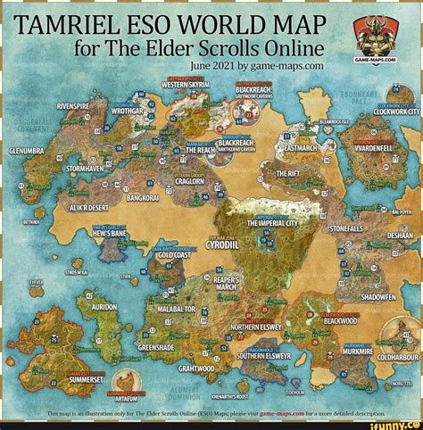TAMRIEL ESO WORLD MAP For The Elder Scrolls Online June 2021 By