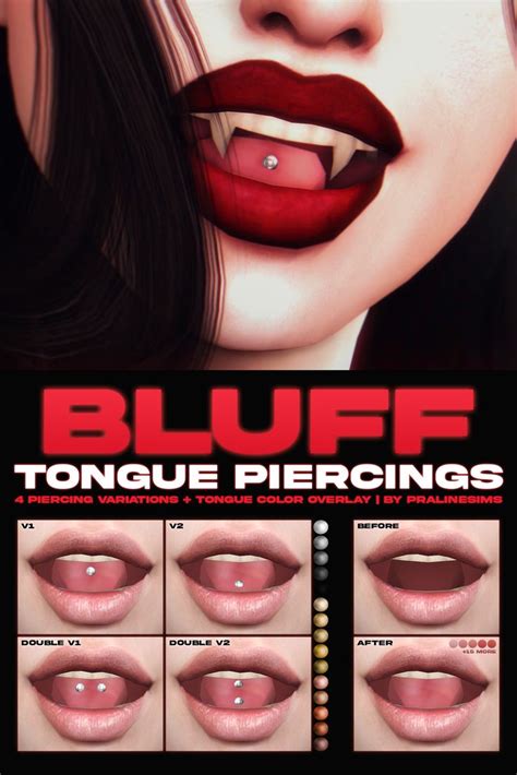 Bluff Tongue Piercings Pralinesims On Patreon In 2023 Sims Sims 4