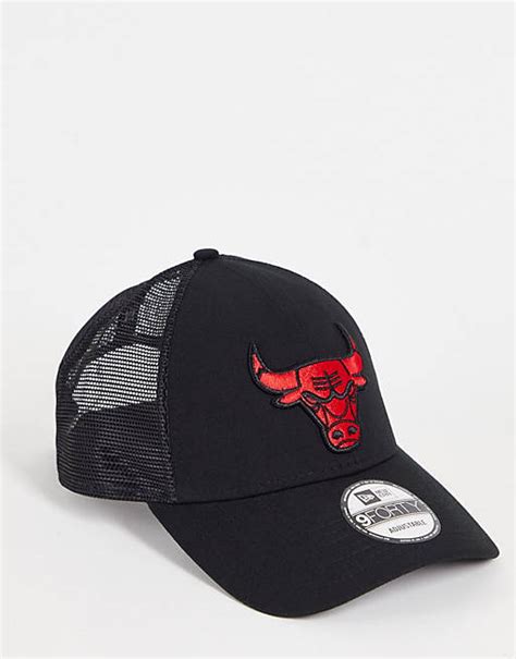 New Era Nba 9forty Chicago Bulls Trucker Cap In Black Asos