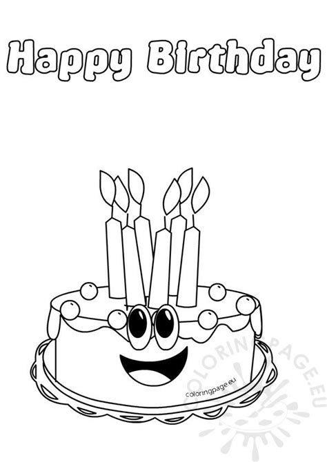 happy birthday cake image coloring page