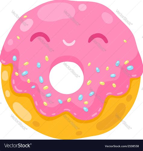Cute Smiling Donut Cartoon Food Royalty Free Vector Image