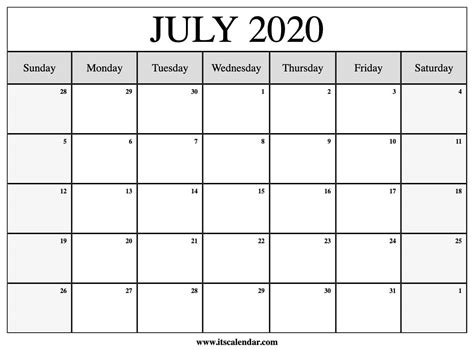 Blank July 2019 Calendar Printable Beta Calendars July 2019 Calendar