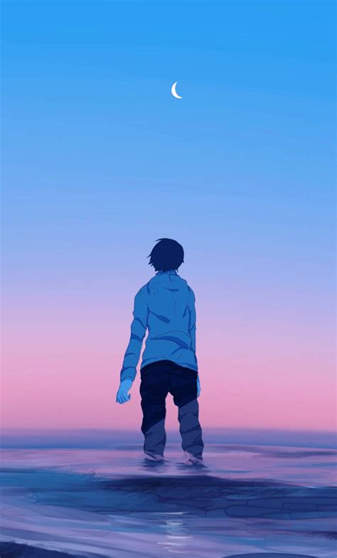 1280x2120 Resolution Anime Boy Sky Gradient Iphone 6 Plus Wallpaper