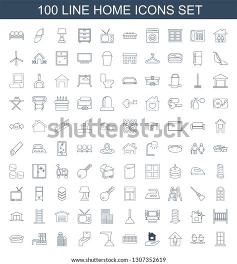 Home Icons Trendy 100 Home Icons Stock Vector Royalty Free 1307352619