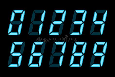 Blue Digital Numbers For Lcd Electronic Screen Stock Vector