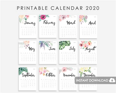 Table Calendar 2020 Printable Ryantarogardner