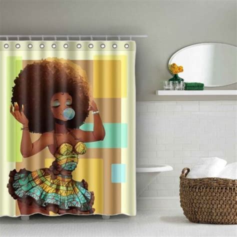 Afro Shower Curtains Curtain Waterproof Baixin Black Girl Set For