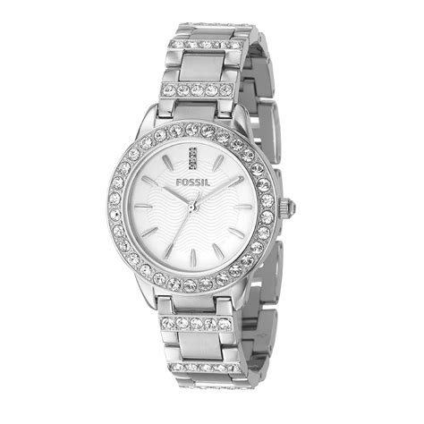 Women S Watches Fossil Women S Es2362 Stainless Steel Bracelet Silver Glitz Analog Dial Watch
