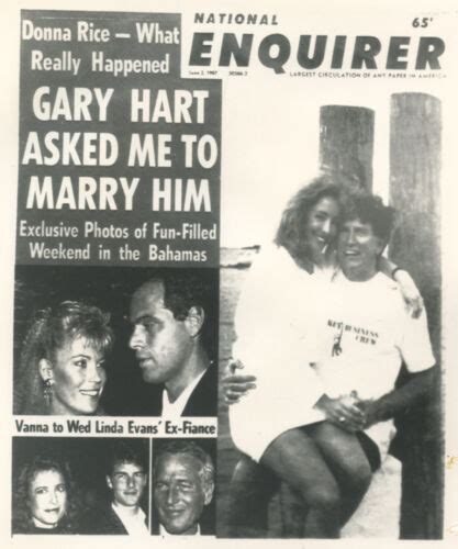 1987 Donna Rice Gary Hart Enquirer Cover Original Vintage 8x10 Bw