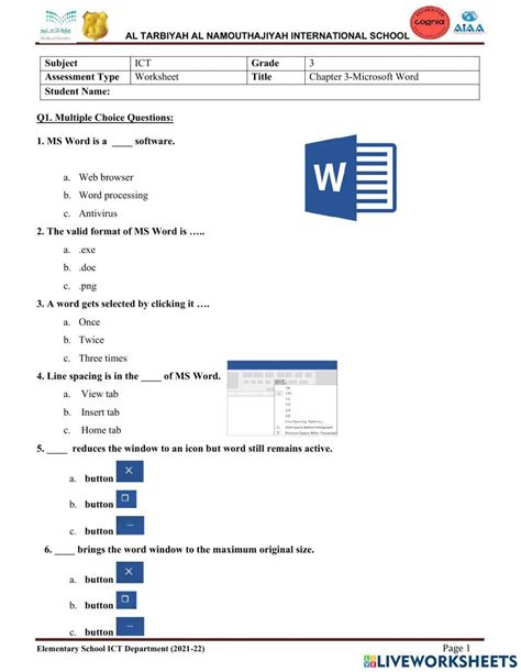 Microsoft Word Free Online Activity Live Worksheets
