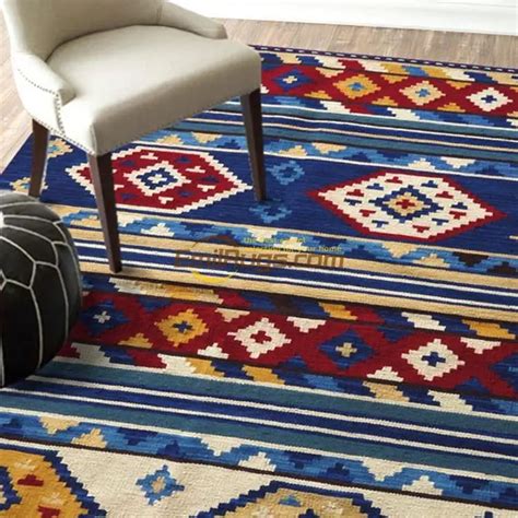 The Mediterranean Bohemian Hand Woven Wool Keeley Kilim Carpets