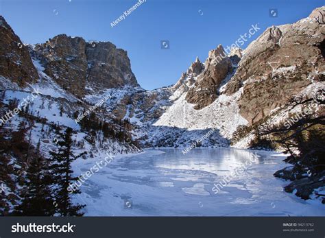 Emerald Lake In Rocky Mountains National Park Co In Winter Stock Photo